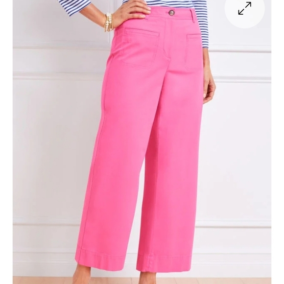 Talbots Womens Pink Geranium Wide Leg Cropped Pants Size 8P - Picture 10 of 10